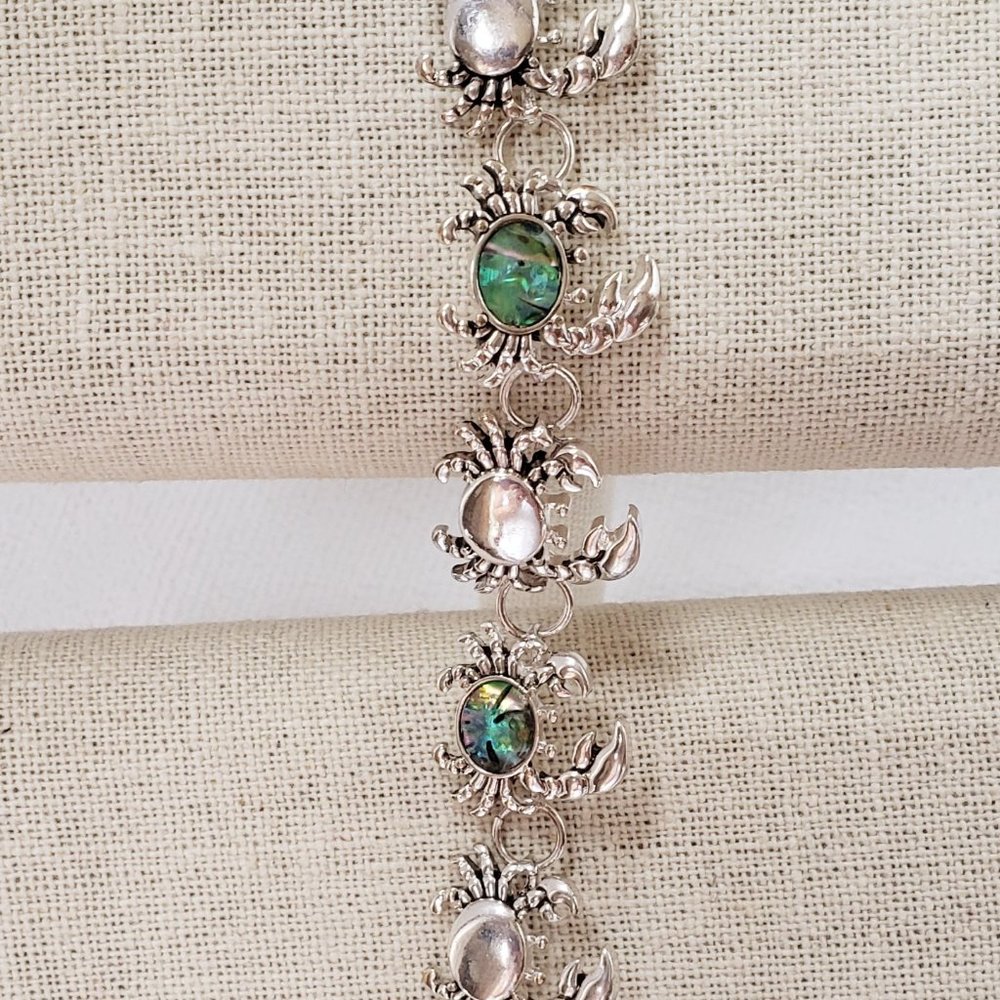silver Magnetic Bracelet with Abalone Stones.
